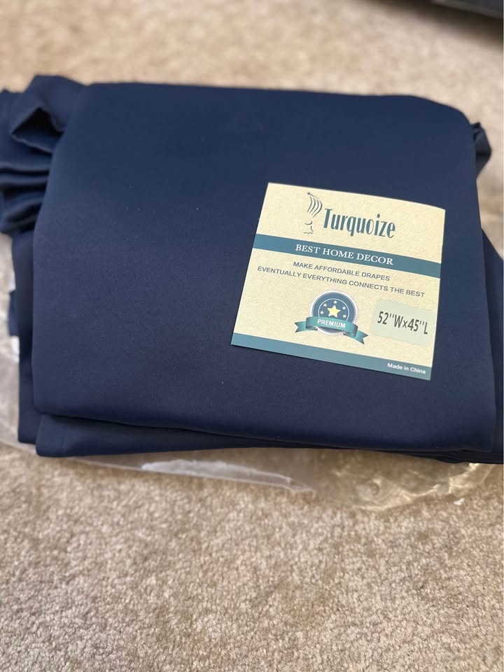 TURQUOIZE Blackout Curtains – Navy – 2 Panels – 52 x 45 – New - photo 2
