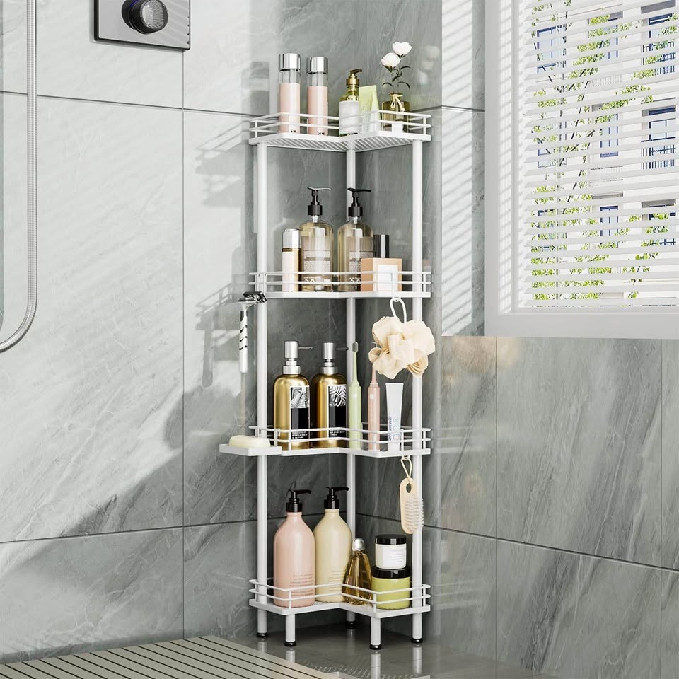 New - 4-Tier Corner Shower Caddy – Stainless Steel