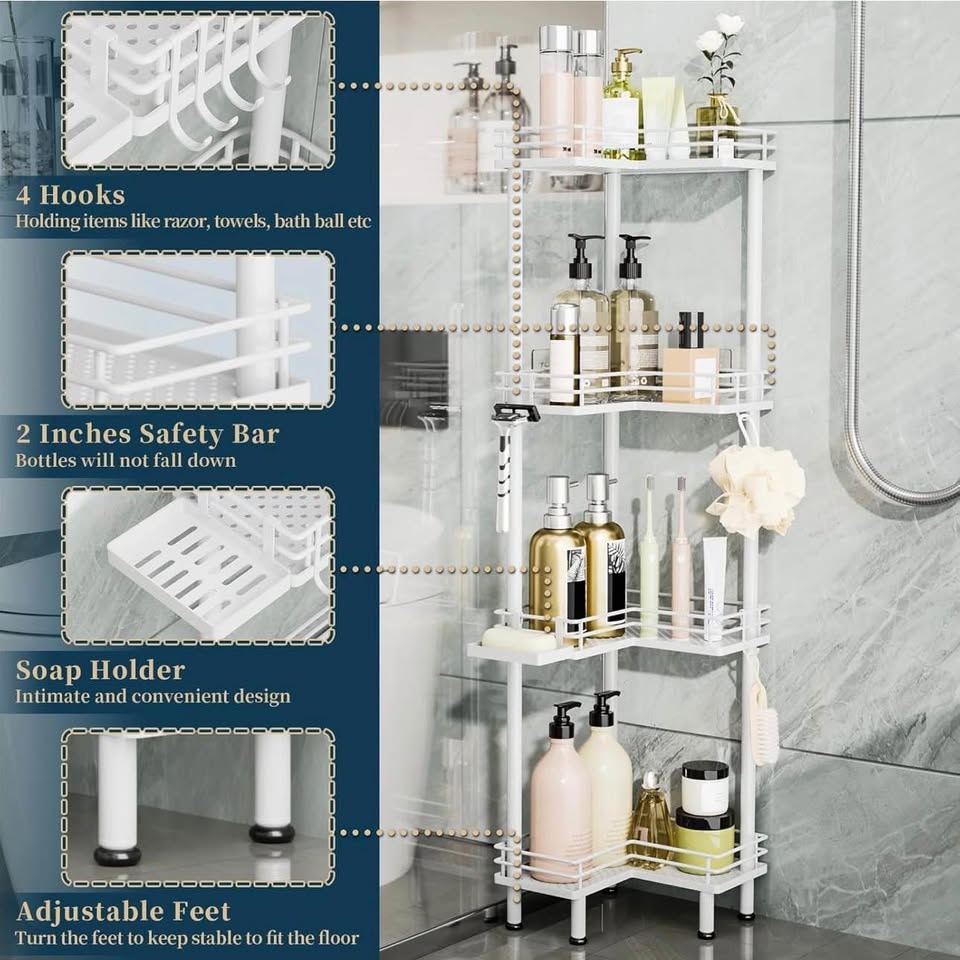 New - 4-Tier Corner Shower Caddy – Stainless Steel - photo 4