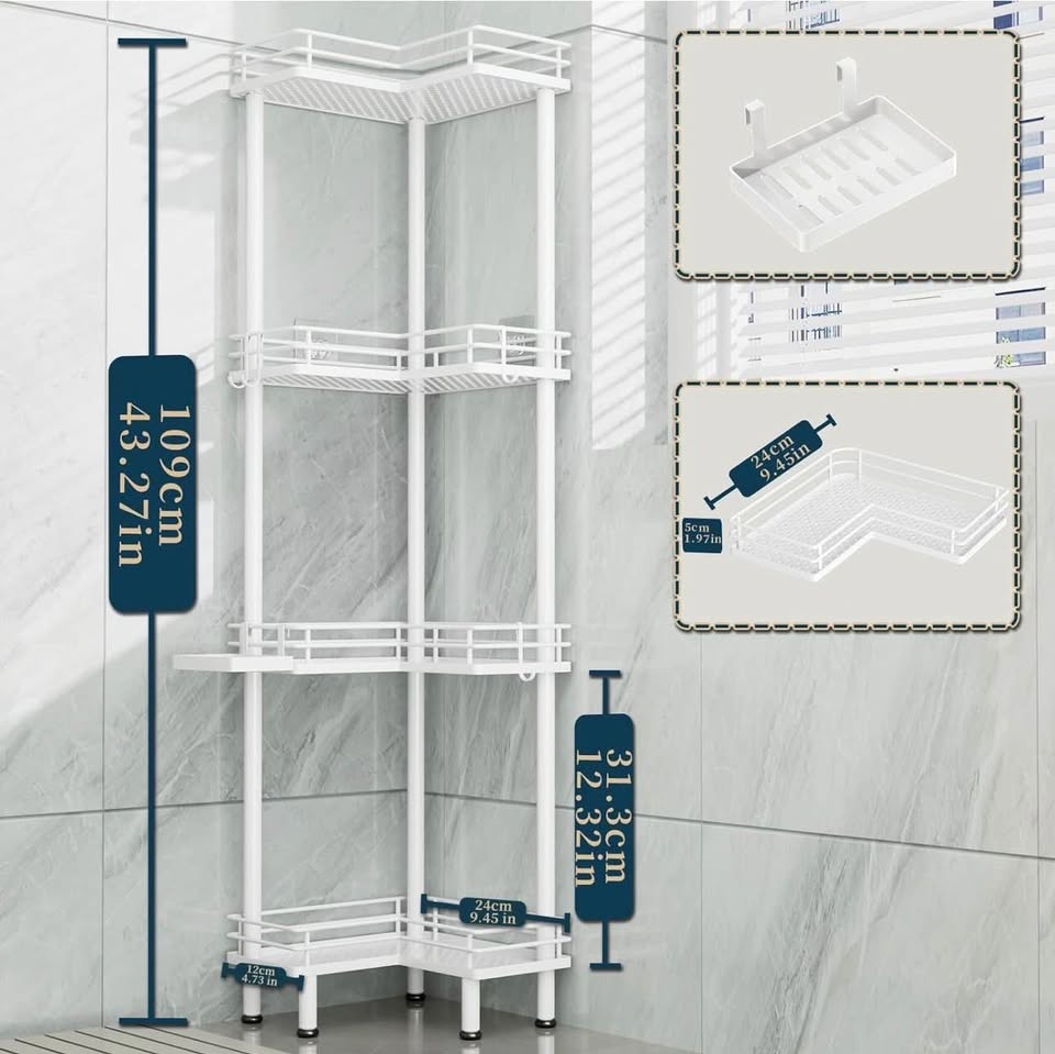New - 4-Tier Corner Shower Caddy – Stainless Steel - photo 5
