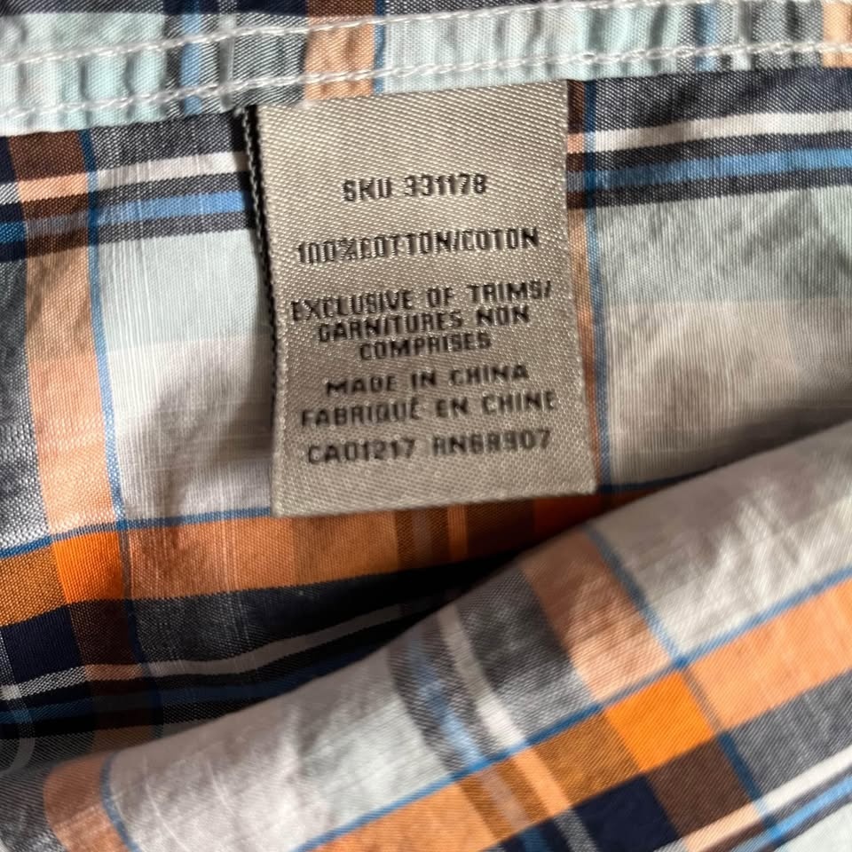 Le Chateau Blue & Orange Button Down Shirt - Size Medium - photo 3