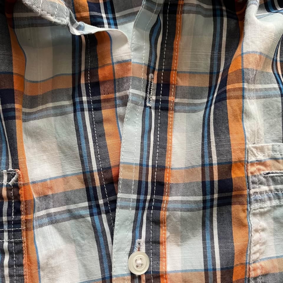 Le Chateau Blue & Orange Button Down Shirt - Size Medium - photo 4