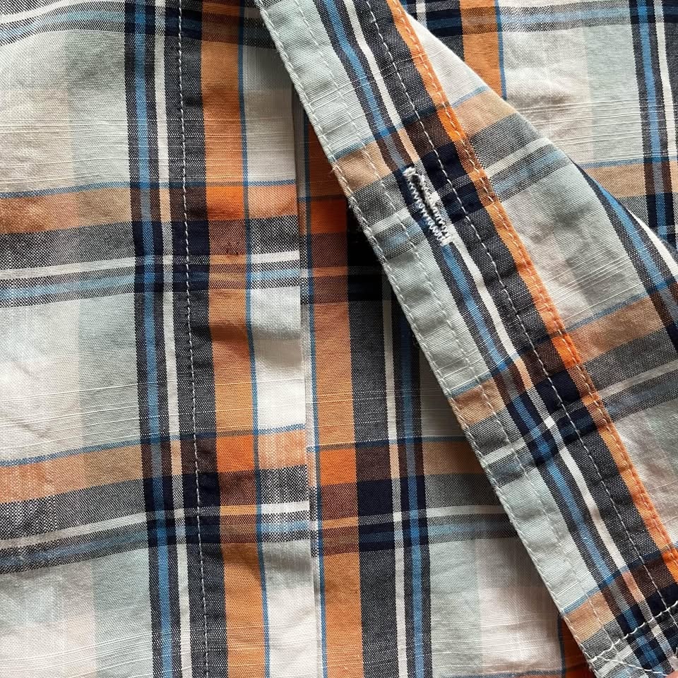 Le Chateau Blue & Orange Button Down Shirt - Size Medium - photo 5