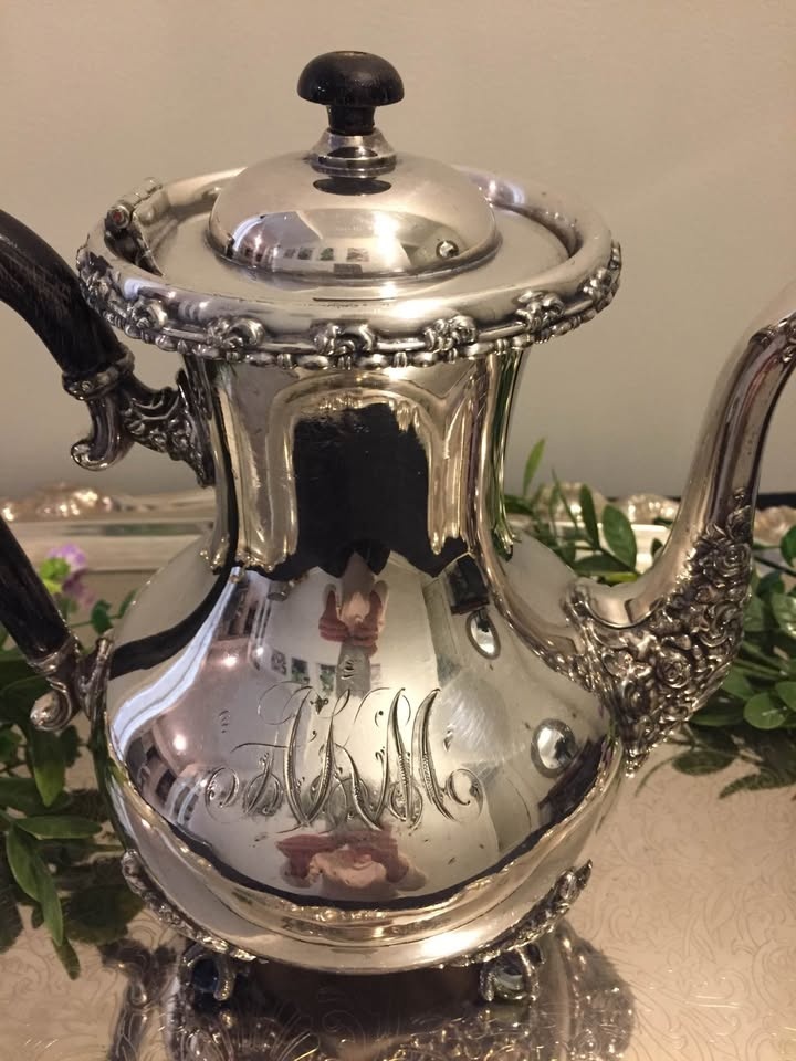 Vintage Silver Tea Pot with Decorative Marble Feet - photo 4