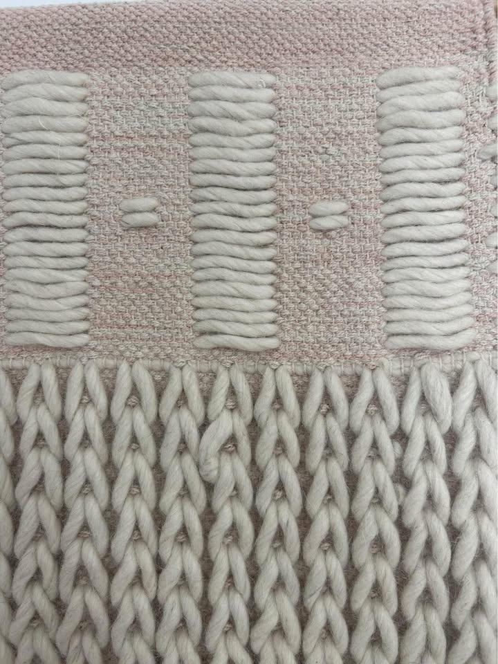 Macramé Wool Wall Hanging - Soft Pink/Cream - 50"x30" - photo 2