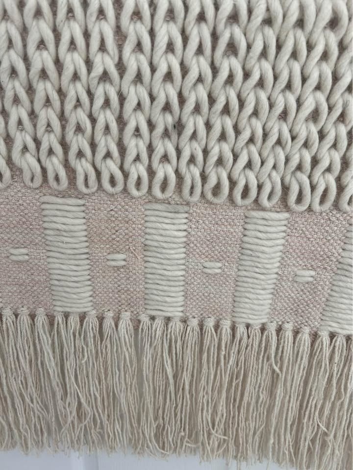 Macramé Wool Wall Hanging - Soft Pink/Cream - 50"x30" - photo 3