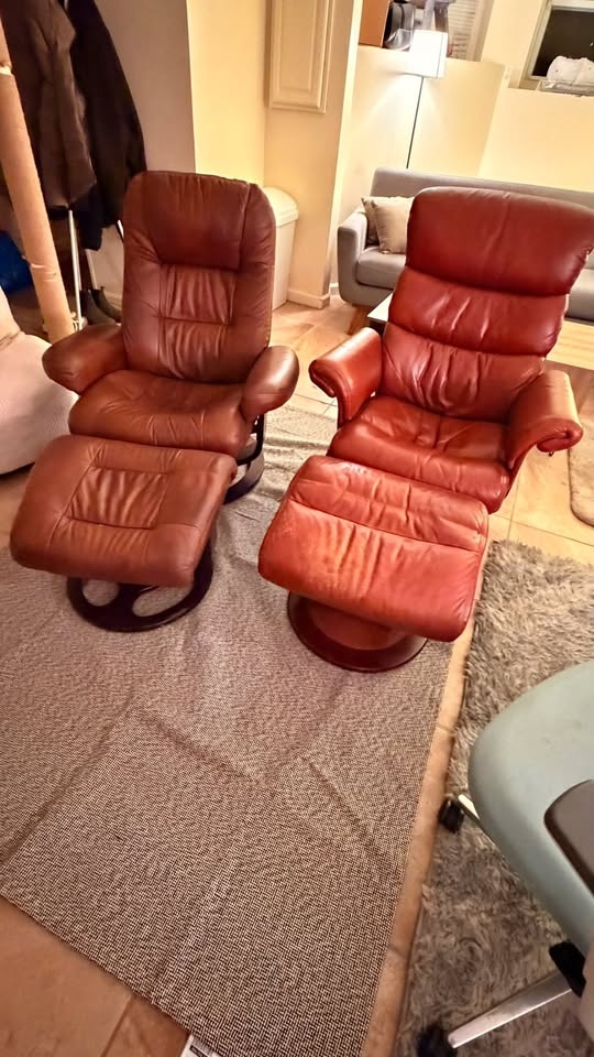 2 High Quality Leather Chairs with Footrest - NEED OUT BY 3/22