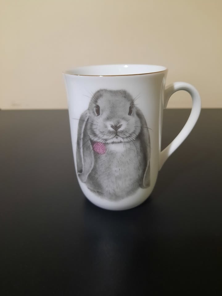 Otagiri Vintage Mug Pair - Gray Rabbit Gold Trim - photo 2