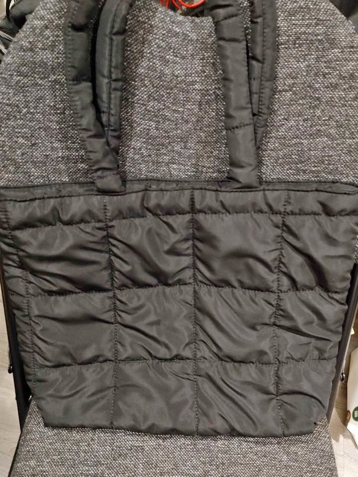 Quilted Black Puffer Tote Bag