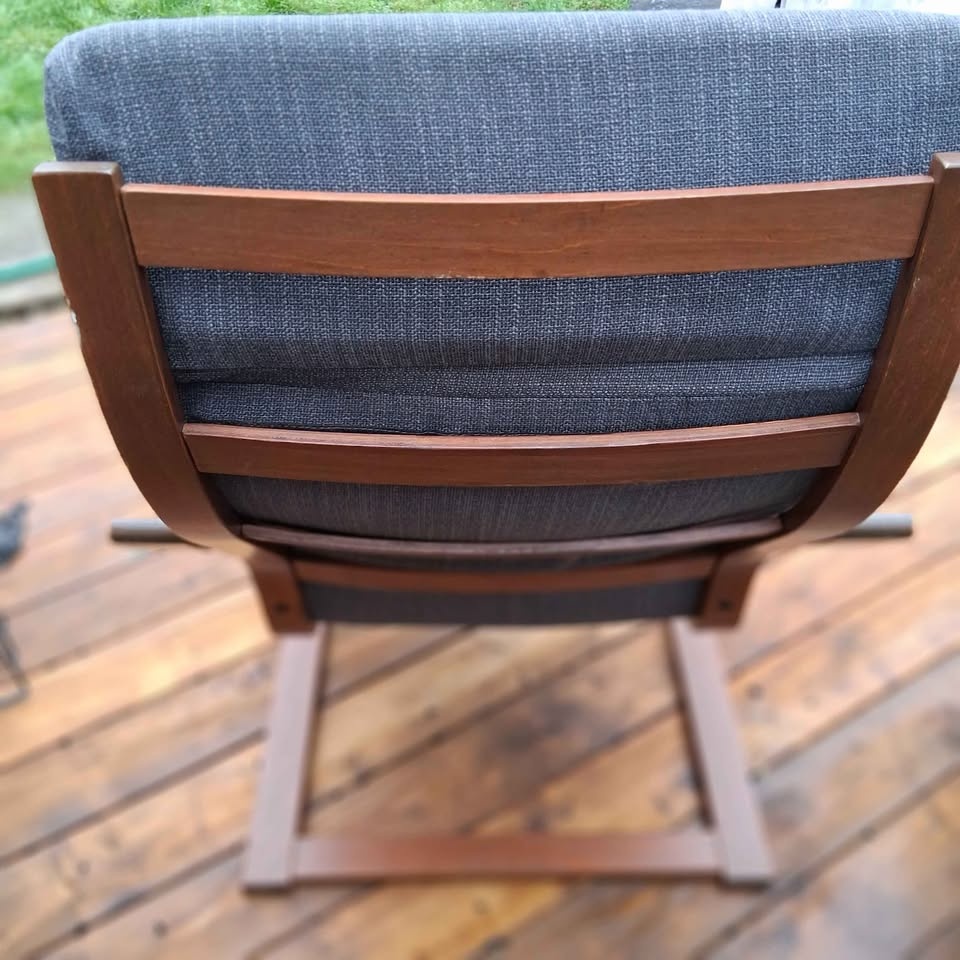 IKEA POÄNG Armchair, brown/Gunnared blue - photo 3