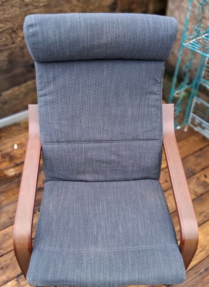 IKEA POÄNG Armchair, brown/Gunnared blue - photo 4
