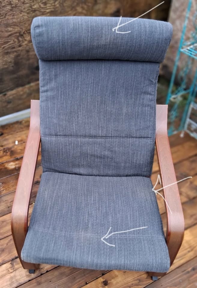 IKEA POÄNG Armchair, brown/Gunnared blue - photo 5
