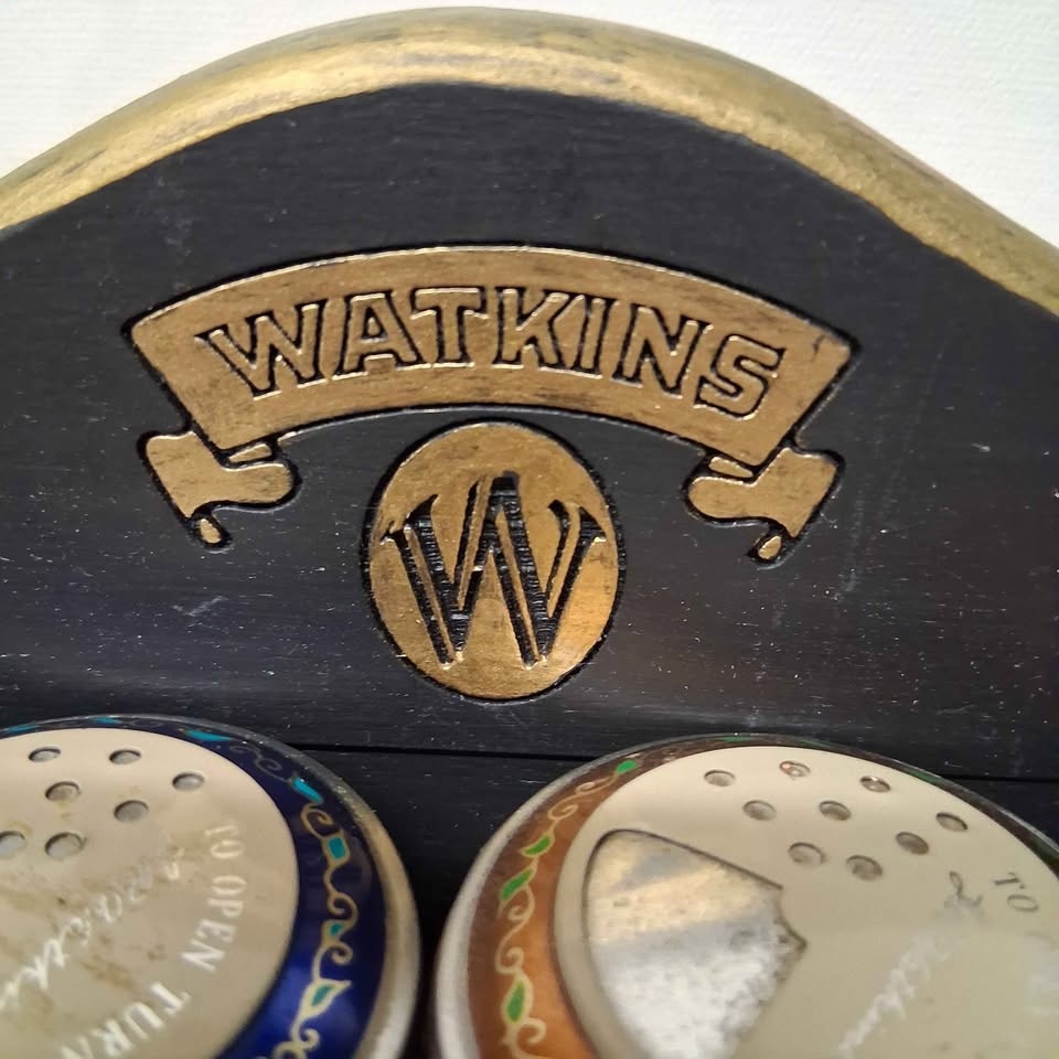 1980s Vintage Watkins Spice Rack with Metal Tins - photo 2