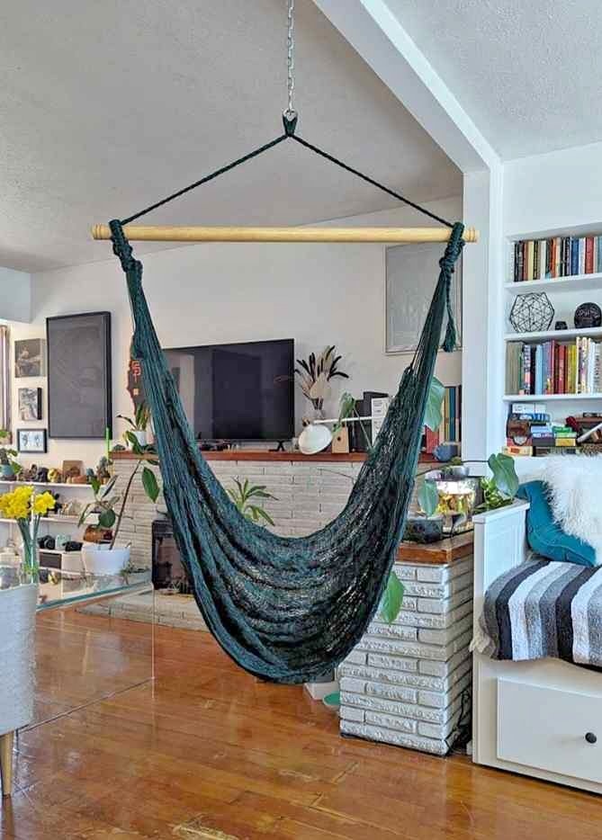 Handwoven Nylon Hammock Chair - Dark Brown
