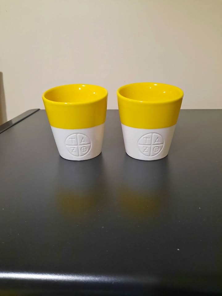 Starbucks TAZO Coffee/Tea Mug Pair Yellow/White
