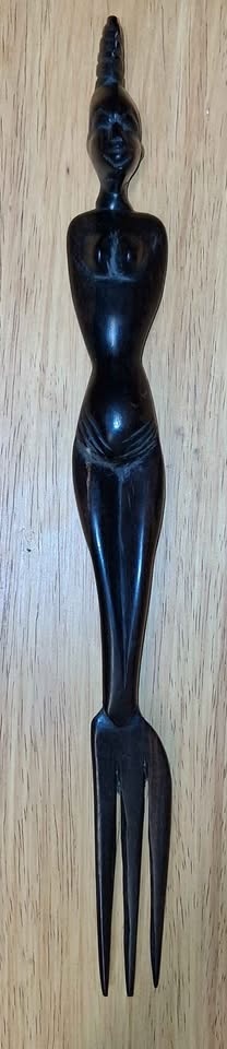 Vintage African Hand-Carved Wooden Cutlery Set - photo 5