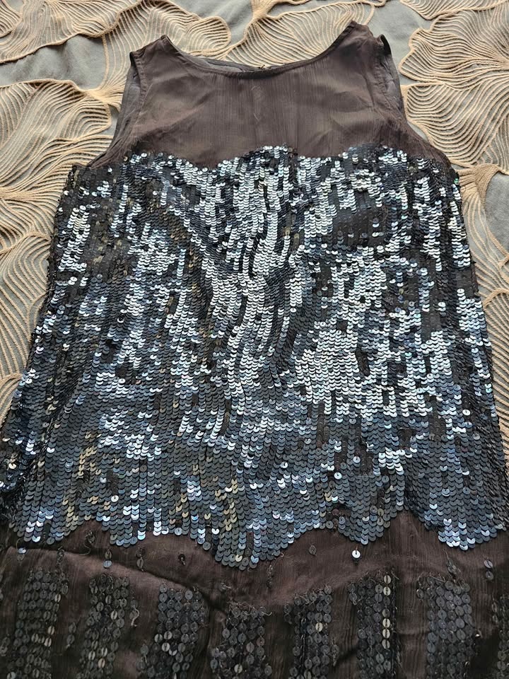 Dark Sequin Fringe Party Dress - Size 8 - photo 3