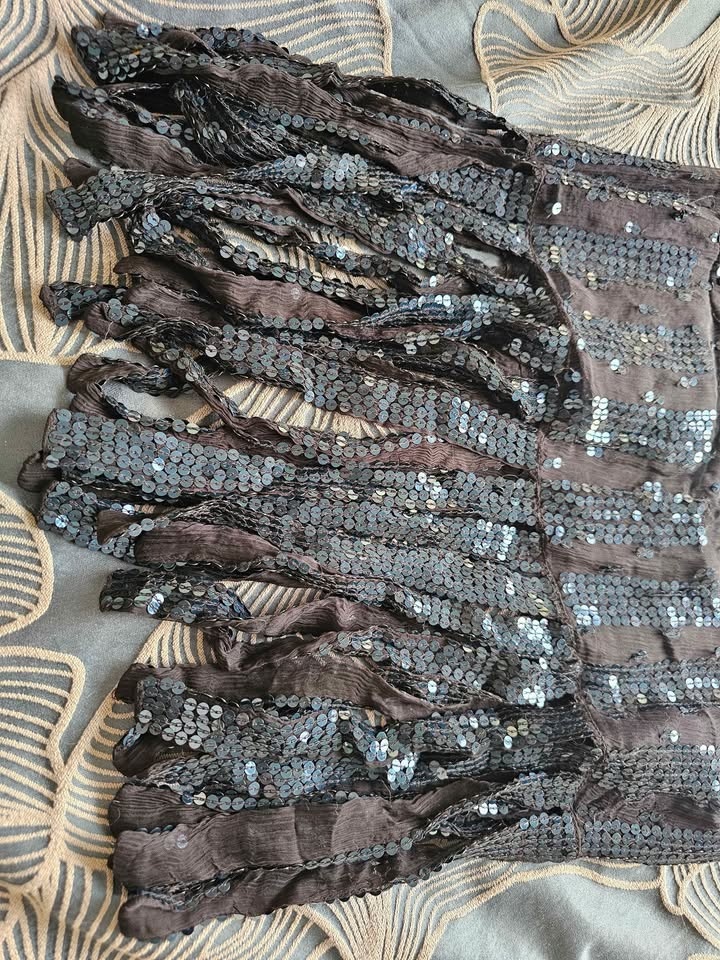 Dark Sequin Fringe Party Dress - Size 8 - photo 4