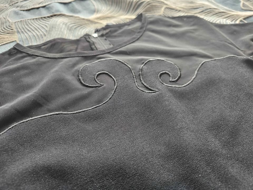 Black Long Sleeve Mesh Panel Dress - photo 4