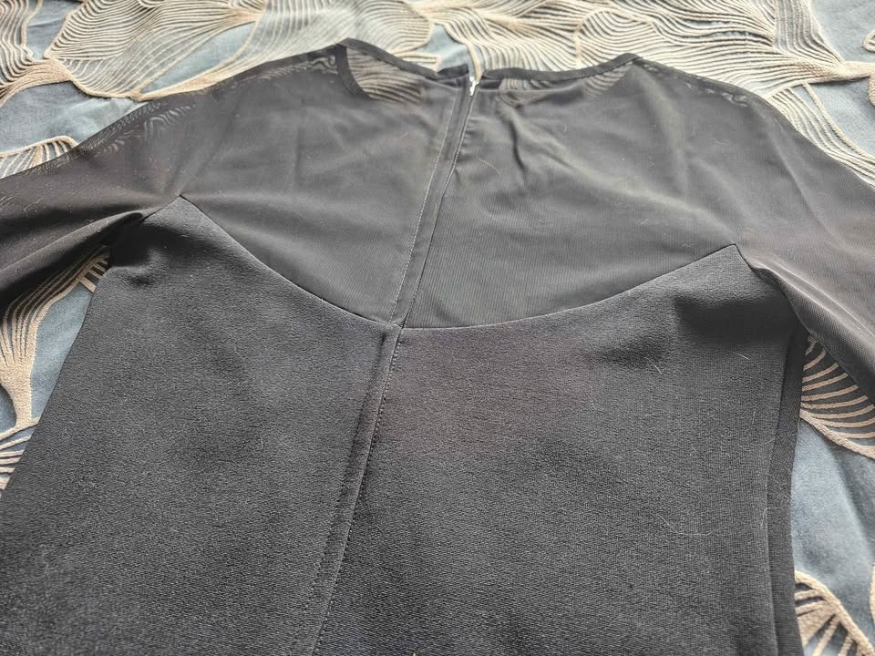 Black Long Sleeve Mesh Panel Dress - photo 5