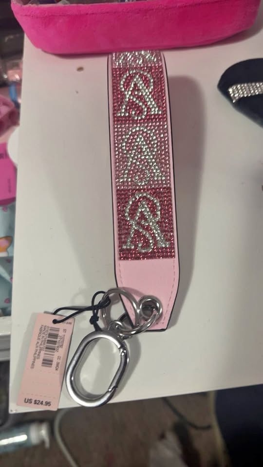 Victoria's Secret Rhinestone Pink Keychain Wristlet