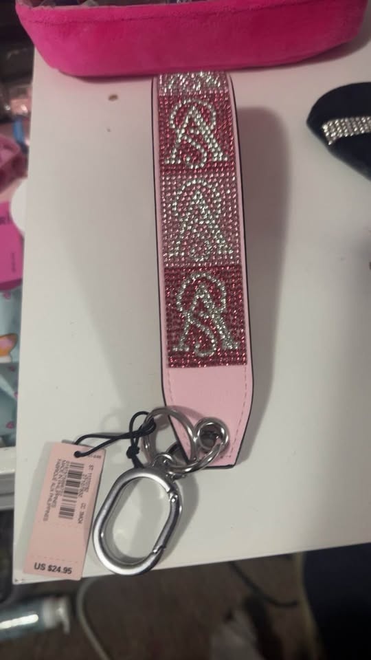 Victoria's Secret Rhinestone Pink Keychain Wristlet - photo 2