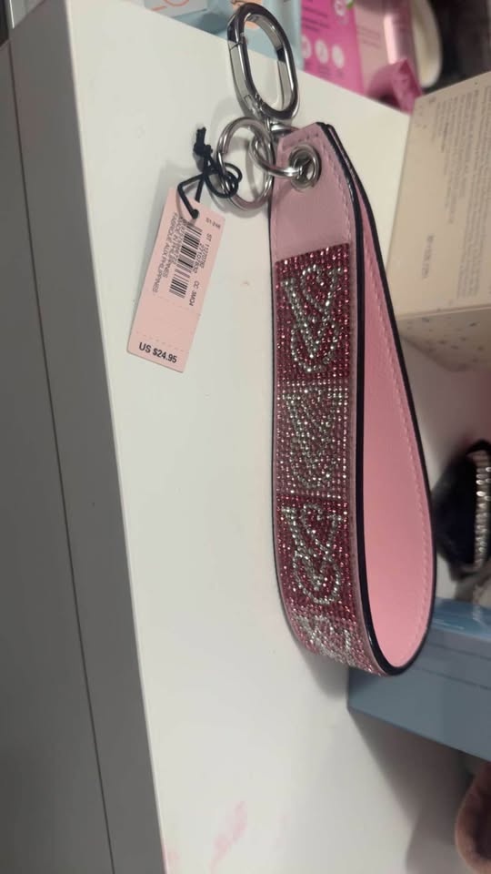Victoria's Secret Rhinestone Pink Keychain Wristlet - photo 3