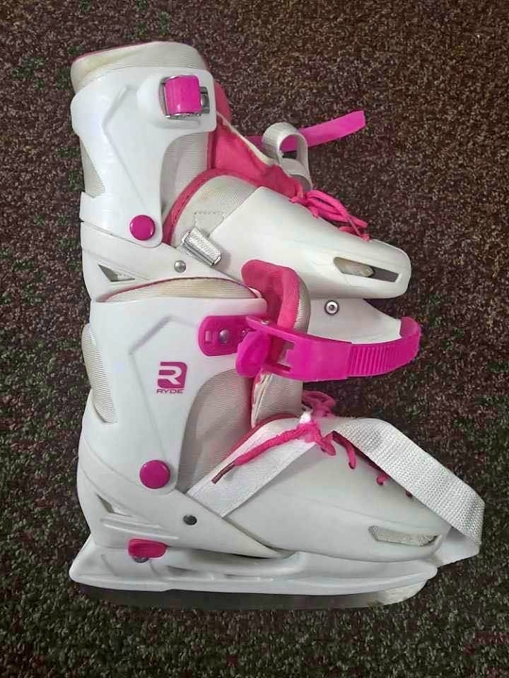Ryde Adjustable Ice Skates - White/Pink