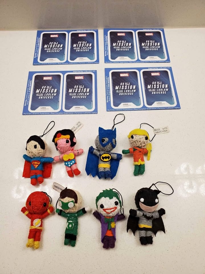 4 Packs Unopened Marvel Cards & 8 Comic String Dolls - $12