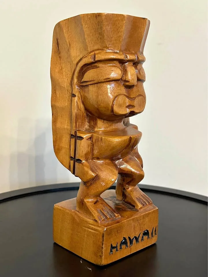 Vintage Hawaiian Tiki Wooden Carving Statue – Hand Carved 8” thumbnail