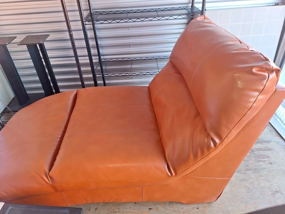 Burnt Orange Faux Leather Chaise