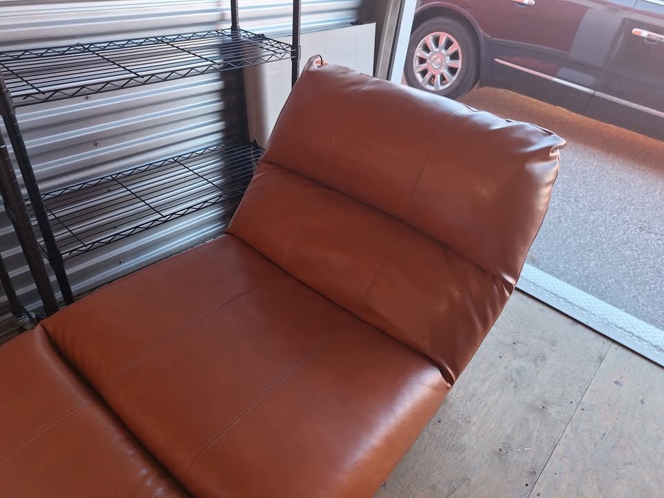 Burnt Orange Faux Leather Chaise - photo 2
