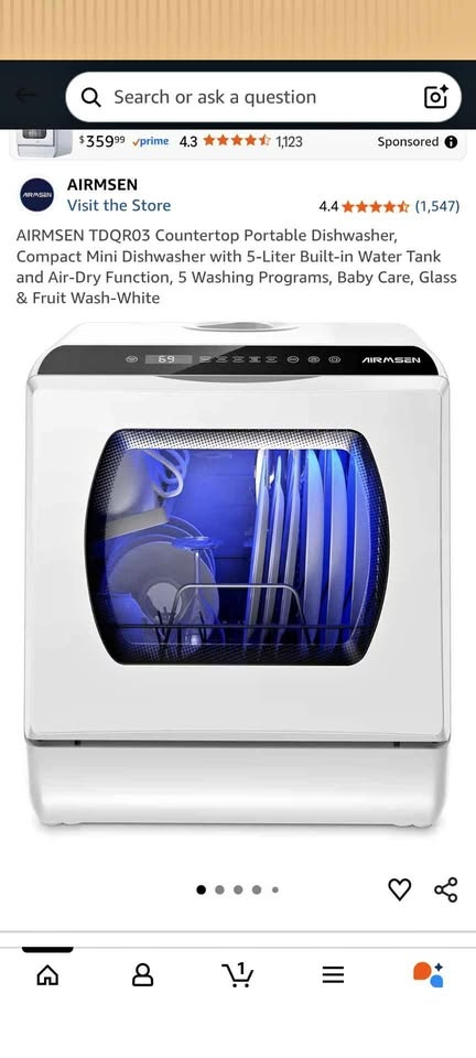 AIRMSEN TDQR03 Countertop Portable Mini Dishwasher White