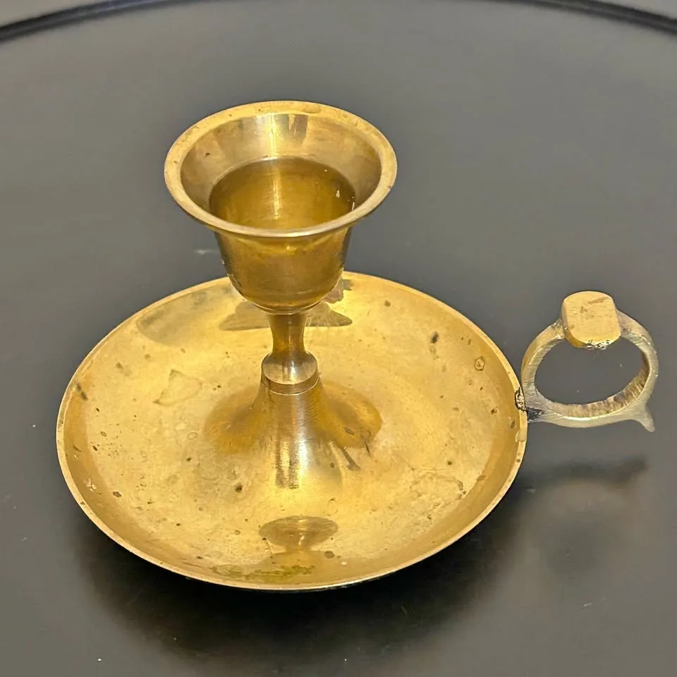 Vintage Brass Chamberstick Candle Holder thumbnail