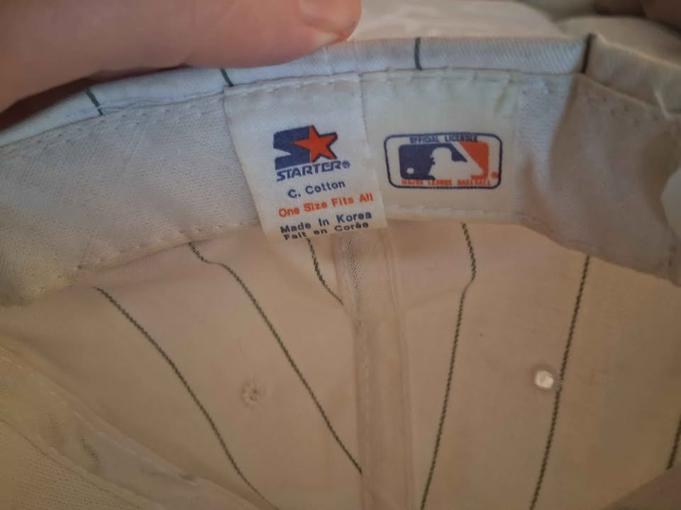Vintage Starter Oakland Athletics White Pinstripe Snapback Hat - photo 2
