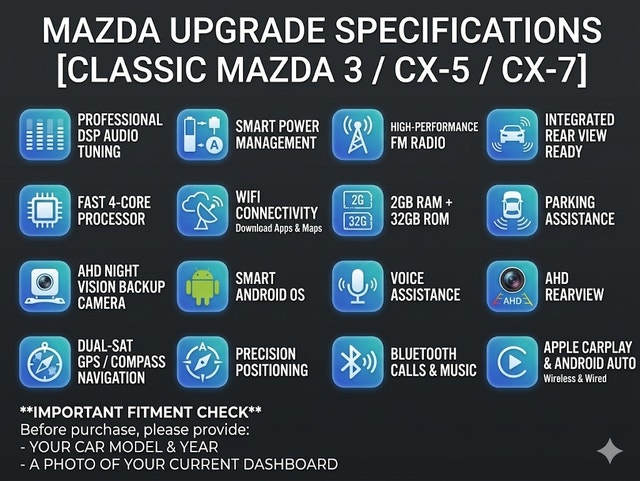 Android Car Stereo for Mazda 3/CX-5/CX-7 QLED CarPlay