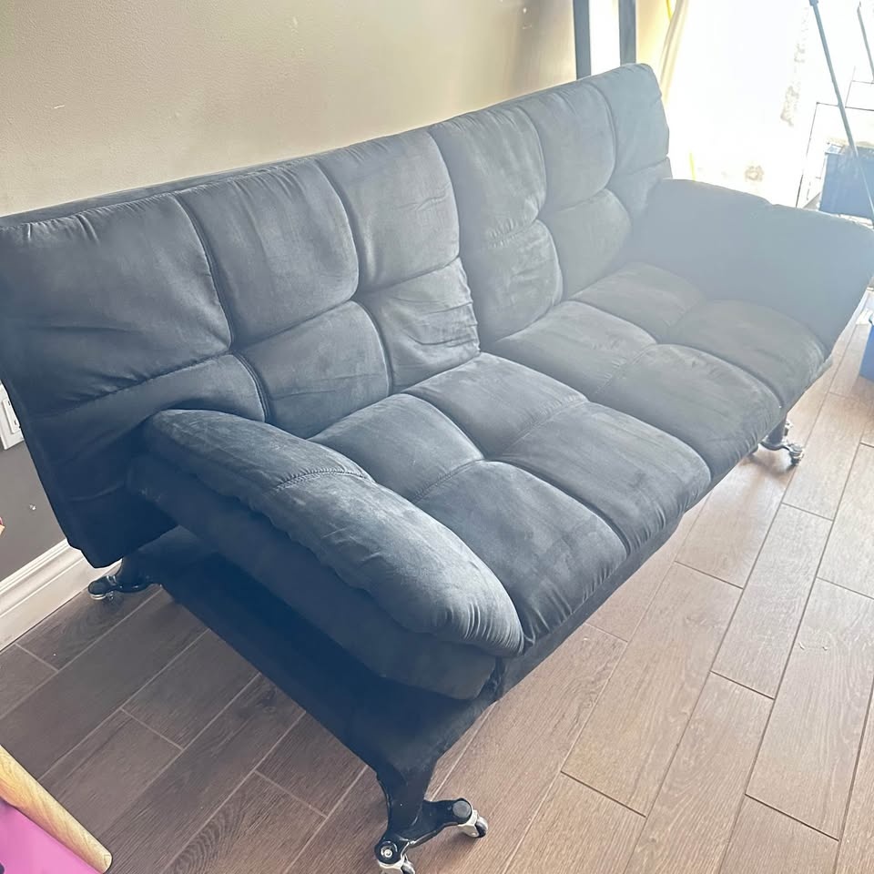 Black Suede Memory Foam Futon w/ Foldable Arms - photo 3