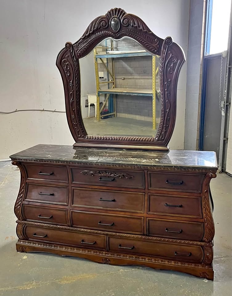 Solid Wood Dresser with Granite Countertop