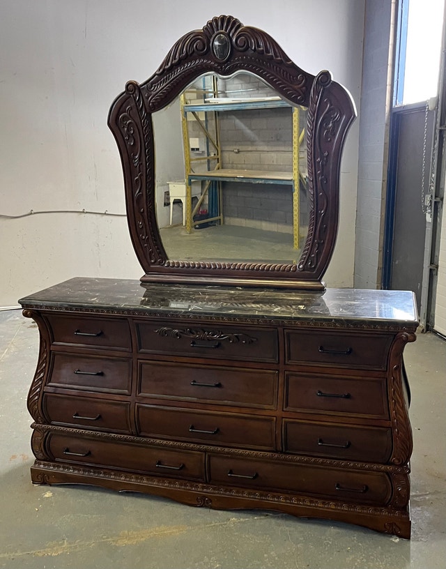 Solid wood dresser with granite countertop