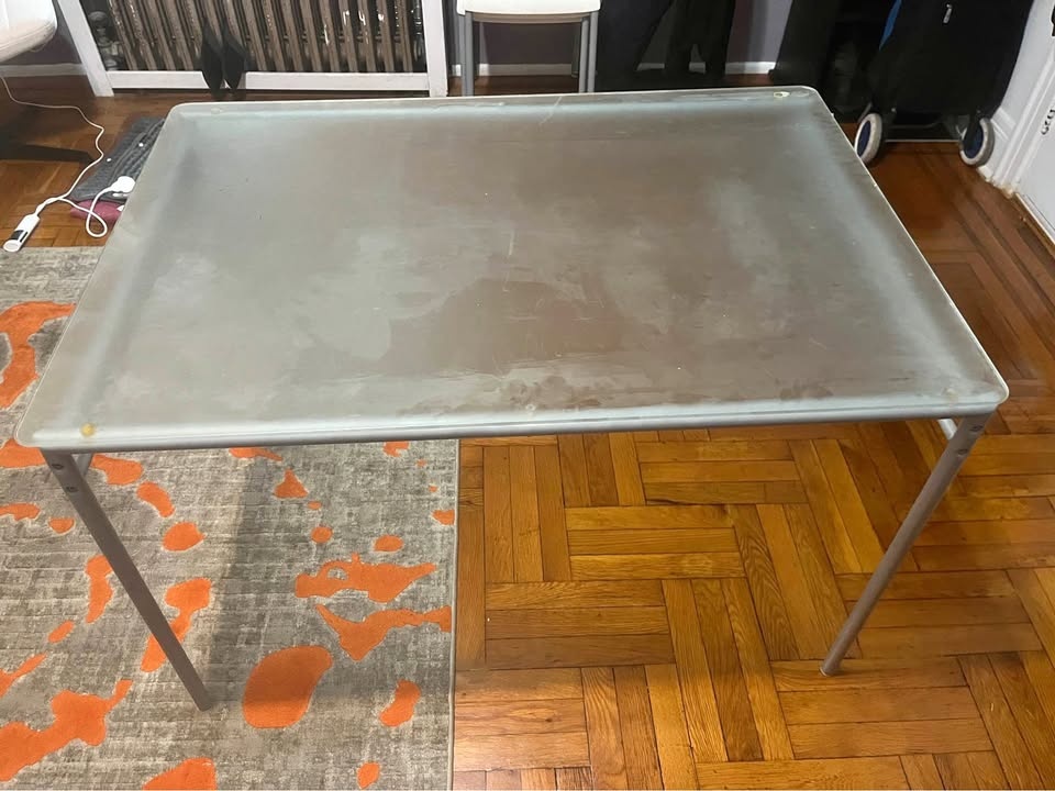 Glass Table Top with Metal Frame