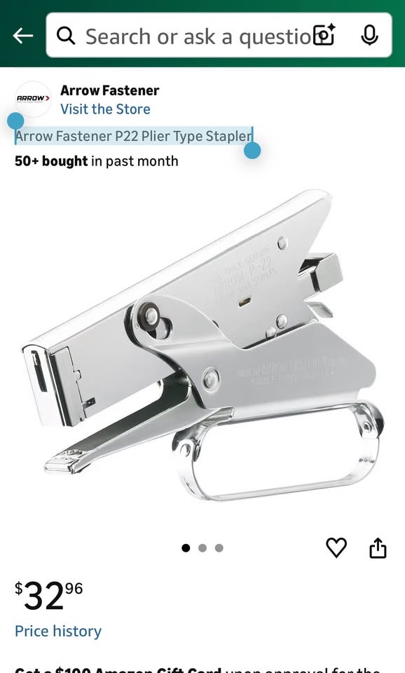Arrow Fastener P22 Plier Type Stapler Brand New - photo 2