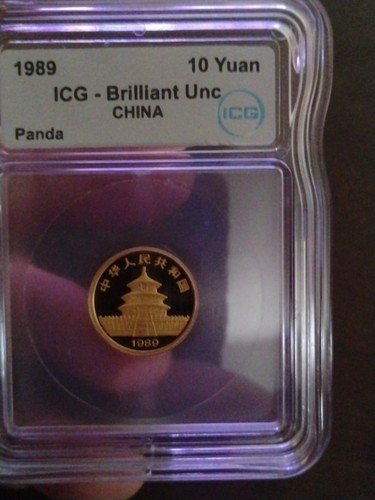 1989 Gold Panda Coin 1/10 oz BU ICG Slab