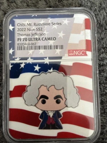 2022 Niue $2 Thomas Jefferson Chibi Mt Rushmore NGC PF70