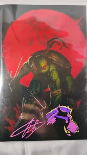 Ninja Turtles Comic signed by Aaron Battling with COA and RARE S
