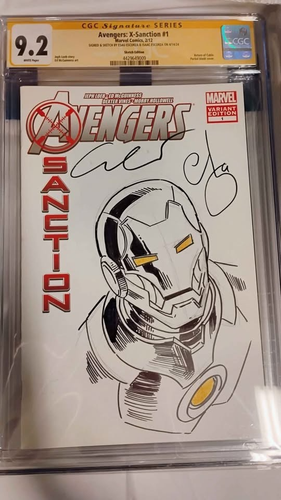 Avengers X Sanction 1 IRON MAN Signed/Sketched Escoza RARE
