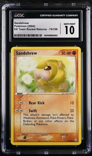 2004 Pokemon Sandshrew Ex Team Rocket Returns 74/109 CGC 10