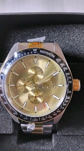 Invicta Aviator Storm Men's Watch 45 Mm Gold Steel Band Brand Ne