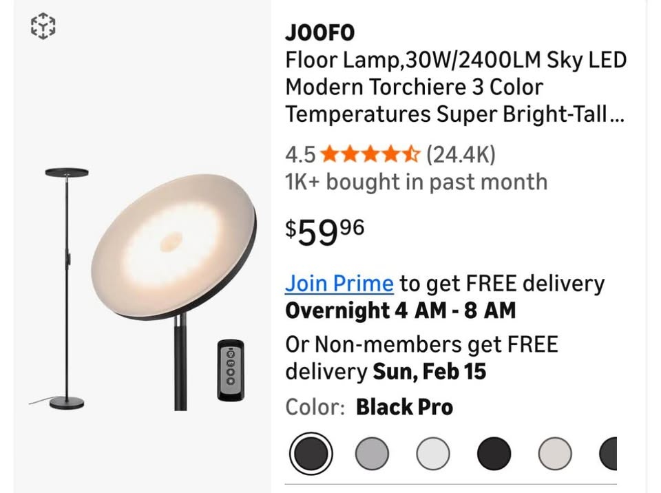 Floor lamps with remote & touch control. 3 color temperatures, l - photo 2