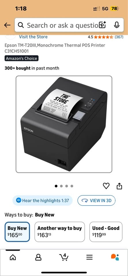 EPSON Monochrome Thermal Receipt Printer - $69 - photo 5