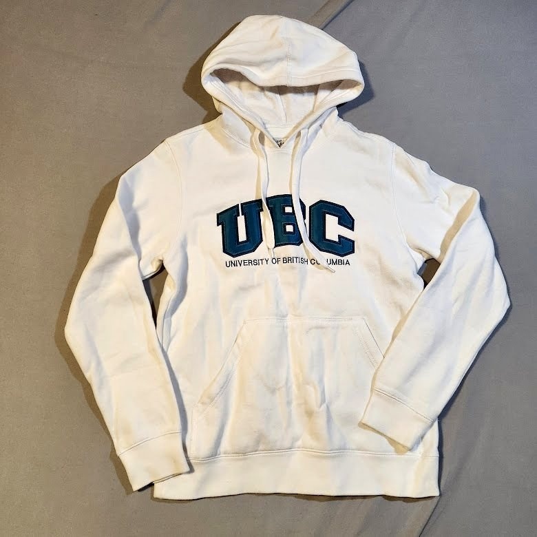 UBC Pullover Hoodie Sz S White and Turquoise